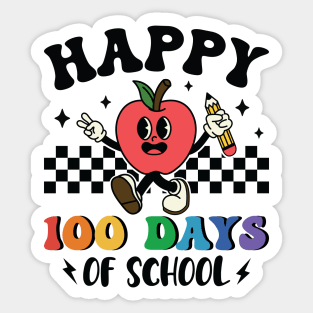 Happy 100 Days Of School Red Apple Happy Sticker